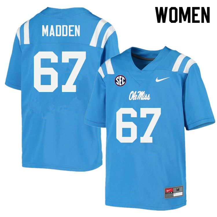 Women #67 Aidan Madden Ole Miss Rebels College Football Jerseys Sale-Power Blue